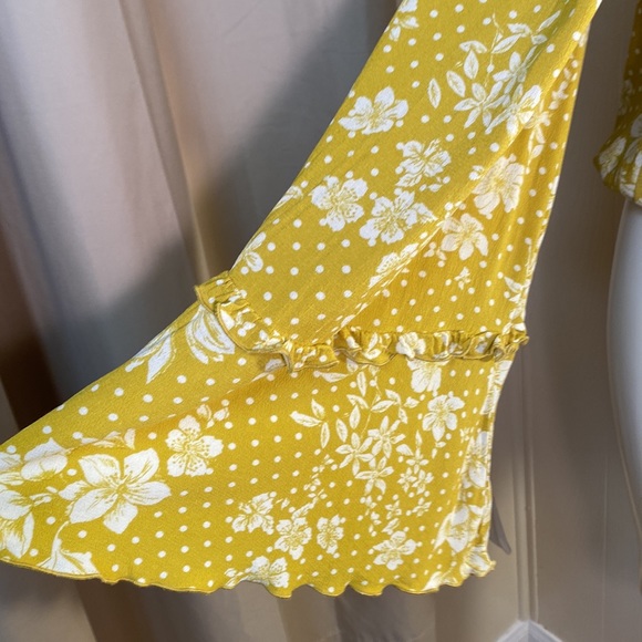 Free People Floral Mustard Hippie Top NWOT - Picture 5 of 13